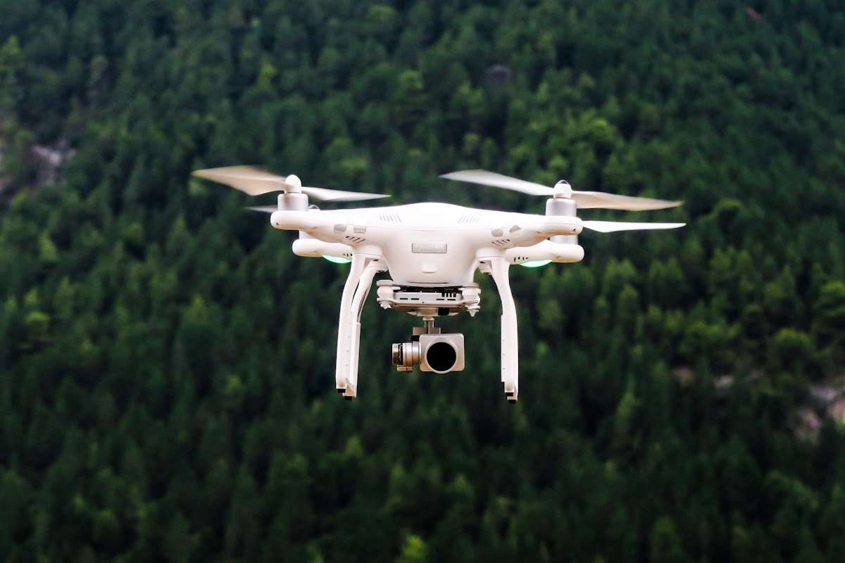 A drone in flight representing offline embodied agents